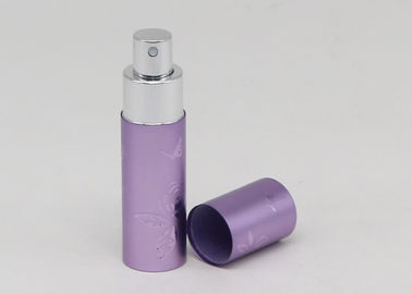 Purper Metaal 15ml Mini Perfume Atomiser With Embossed Logo Oxidation Aluminum Case